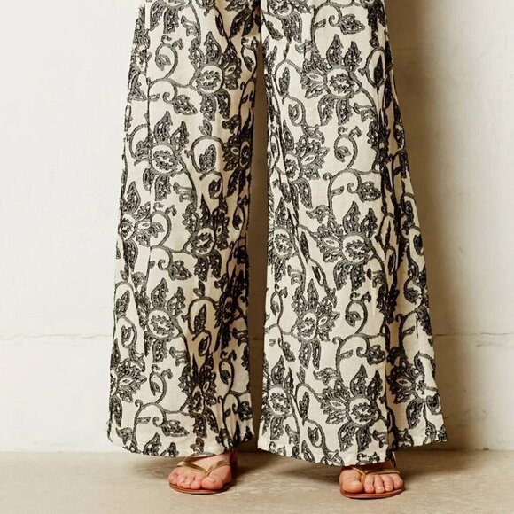 NWT Anthropologie San & Soni Terre Textured Cotton Wide Leg Pants 10 - Picture 4 of 16